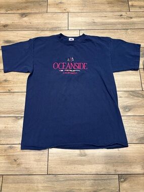 Vintage 90s Oceanside California Embroidered Made In USA Tee Size XL